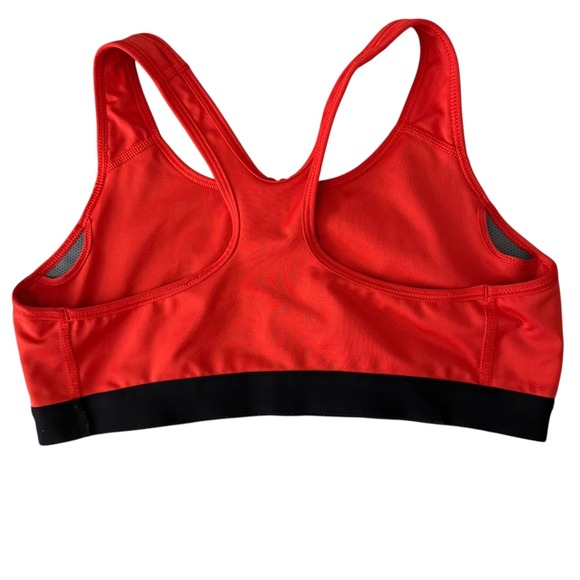 Nike Pro Dri-FIT Sports Bra Womens Large Red Black Graphic Racerback Activewear - Picture 3 of 10